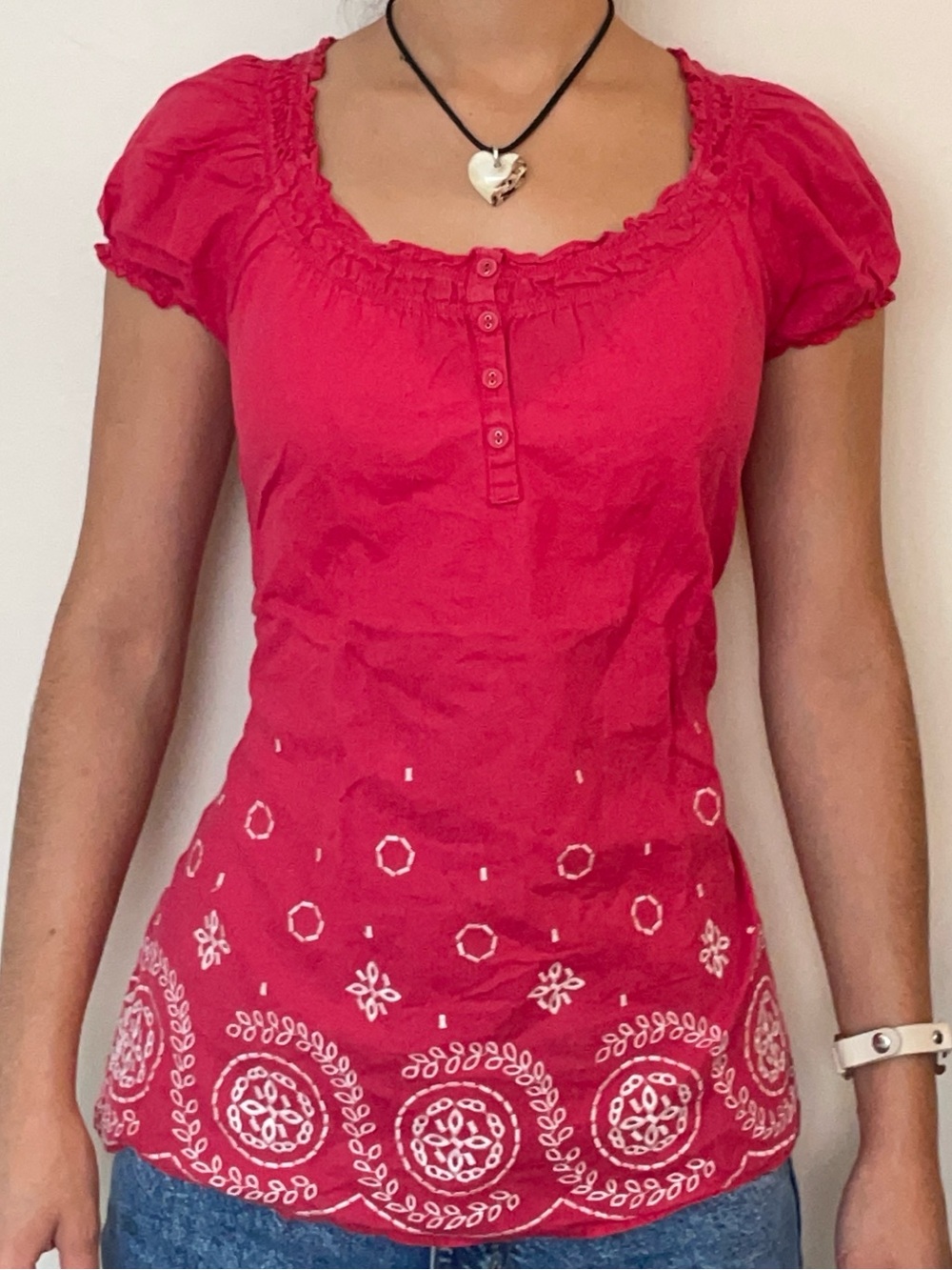 Y2k Embroidered Cotton Top